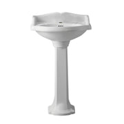 Whitehaus AR814-AR815-1H Isabella 23" Oval Pedestal Bathroom Sink - White