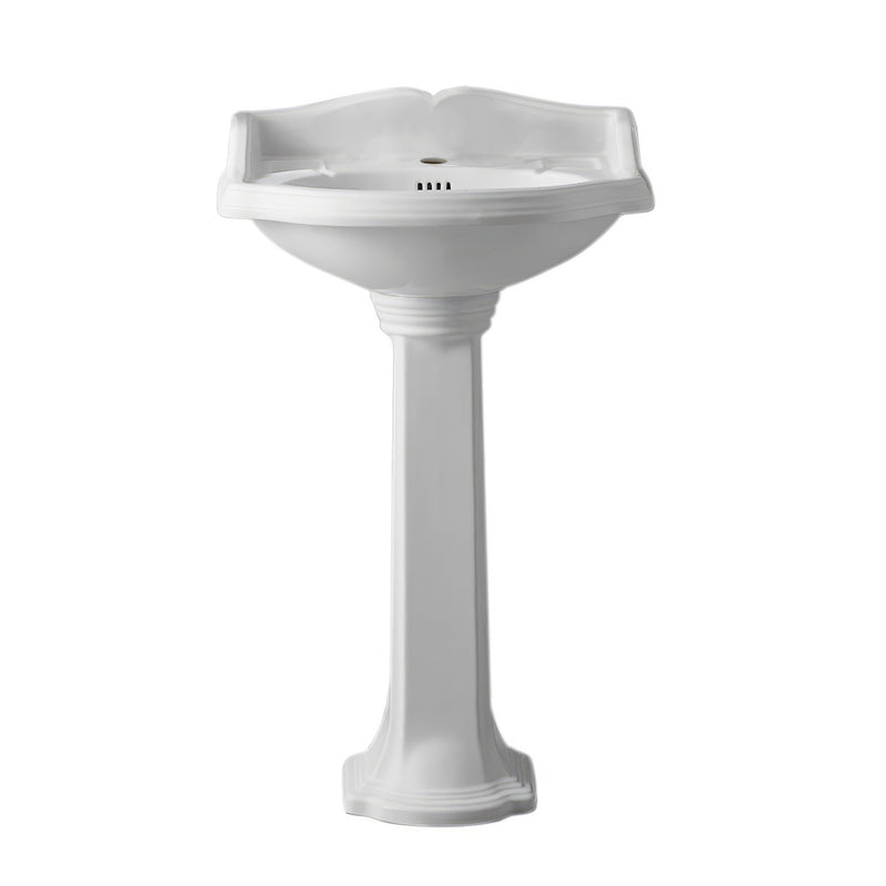 Whitehaus AR814-AR815-1H Isabella 23" Oval Pedestal Bathroom Sink - White