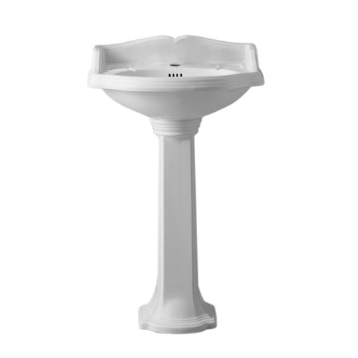 Whitehaus AR814-AR815-1H Isabella 23" Oval Pedestal Bathroom Sink - White