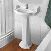 Whitehaus AR814-AR815-1H Isabella 23" Oval Pedestal Bathroom Sink - White