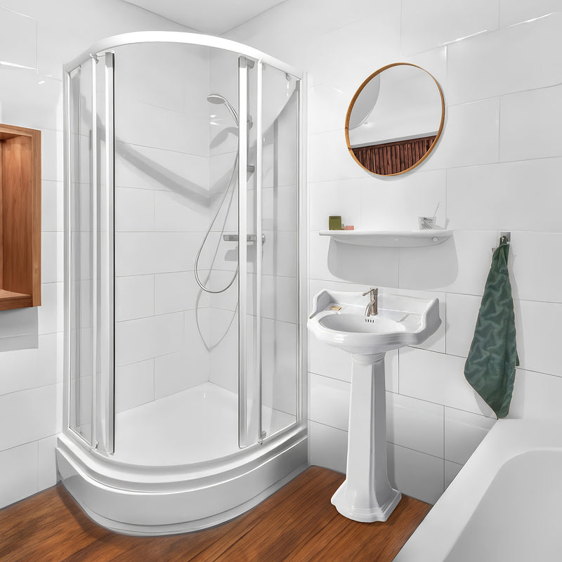 Whitehaus AR814-AR815-1H Isabella 23" Oval Pedestal Bathroom Sink - White