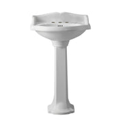 Whitehaus AR814-AR815-3H Isabella 23" Oval Pedestal Bathroom Sink - White