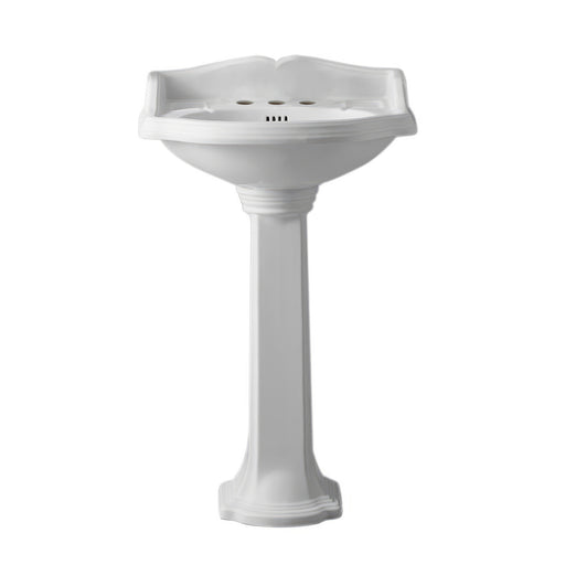 Whitehaus AR814-AR815-3H Isabella 23" Oval Pedestal Bathroom Sink - White