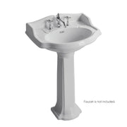 Whitehaus AR814-AR815-3H Isabella 23" Oval Pedestal Bathroom Sink - White