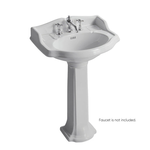 Whitehaus AR814-AR815-3H Isabella 23" Oval Pedestal Bathroom Sink - White