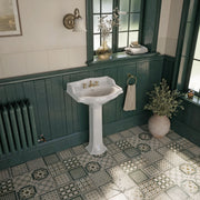 Whitehaus AR814-AR815-3H Isabella 23" Oval Pedestal Bathroom Sink - White