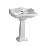 Whitehaus AR834-AR805-1H Isabella 28" Rectangular Pedestal Bathroom Sink - White