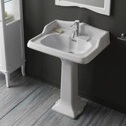 Whitehaus AR834-AR805-1H Isabella 28" Rectangular Pedestal Bathroom Sink - White