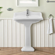 Whitehaus AR834-AR805-1H Isabella 28" Rectangular Pedestal Bathroom Sink - White