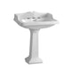 Whitehaus AR834-AR805-3H Isabella 28" Rectangular Pedestal Bathroom Sink - White