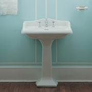 Whitehaus AR834-AR805-3H Isabella 28" Rectangular Pedestal Bathroom Sink - White