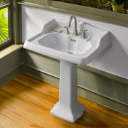 Whitehaus AR834-AR805-3H Isabella 28" Rectangular Pedestal Bathroom Sink - White