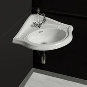 Whitehaus AR884-1H Isabella 29-1/2" Oval Corner Wall Mount Bathroom Sink - White