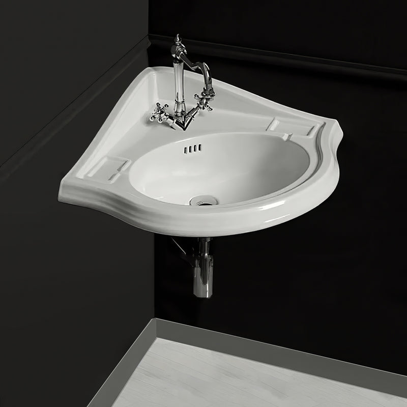 Whitehaus AR884-1H Isabella 29-1/2" Oval Corner Wall Mount Bathroom Sink - White