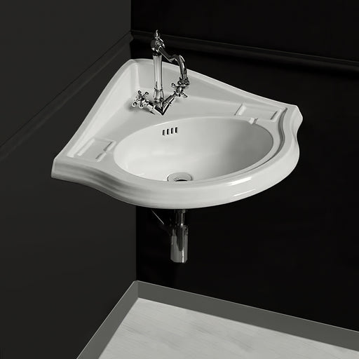 Whitehaus AR884-1H Isabella 29-1/2" Oval Corner Wall Mount Bathroom Sink - White