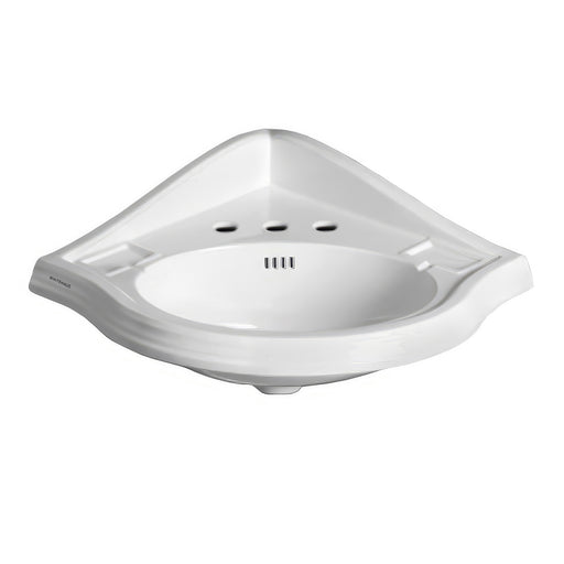 Whitehaus AR884-3H Isabella 29-1/2" Oval Corner Wall Mount Bathroom Sink - White