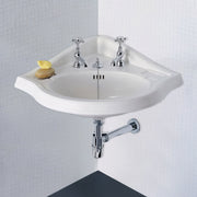 Whitehaus AR884-3H Isabella 29-1/2" Oval Corner Wall Mount Bathroom Sink - White