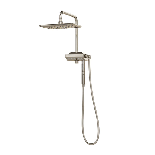 PULSE ShowerSpas 1054-BN-1.8GPM AquaPower 11-in Rain Showerhead Shower System with Pivoting Shower Arm and PULSE AquaPower Spray in Brushed Nickel, 1.8 GPM
