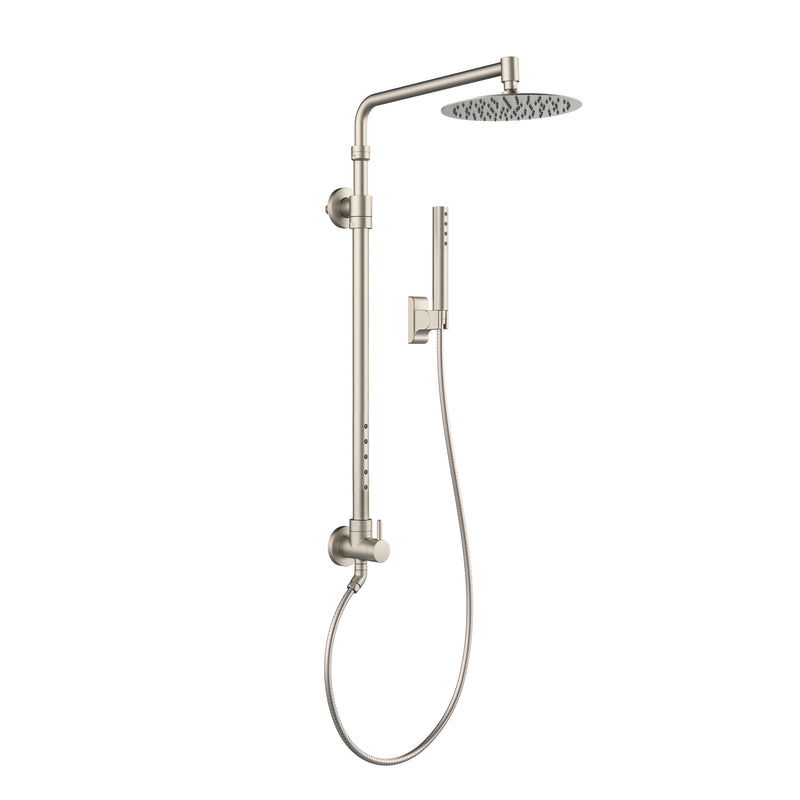 PULSE ShowerSpas 1059-BN-1.8GPM Atlantis 10-in Rain Showerhead Shower System with 5-Body Jets and Handshower in Brushed Nickel, 1.8 GPM