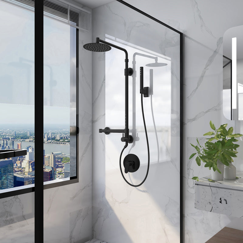 PULSE ShowerSpas 1059-MB-1.8GPM Atlantis 10-in Rain Showerhead Shower System with 5-Body Jets and Handshower in Matte Black, 1.8 GPM - view 5