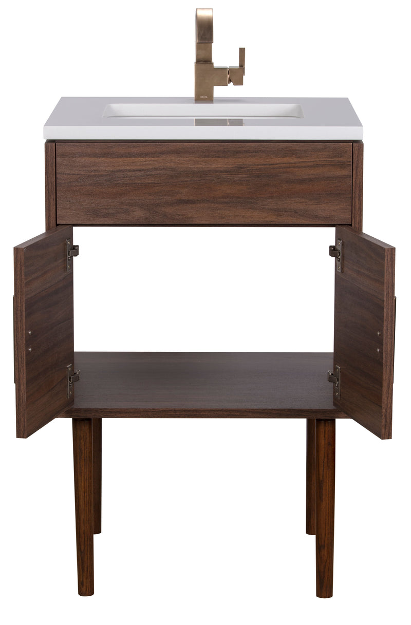 Cutler MID-CNT-24 Garland 24" Single Sink Free Standing Quartz Top Bathroom Vanity