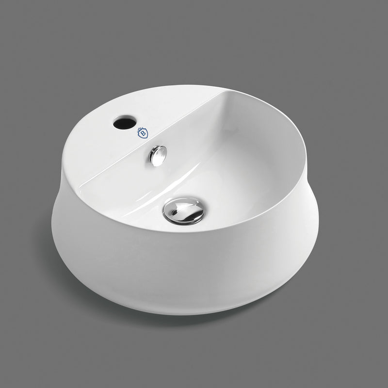 Whitehaus B-SH03 Britannia 16-5/8" Round Above Mount Bathroom Sink - White