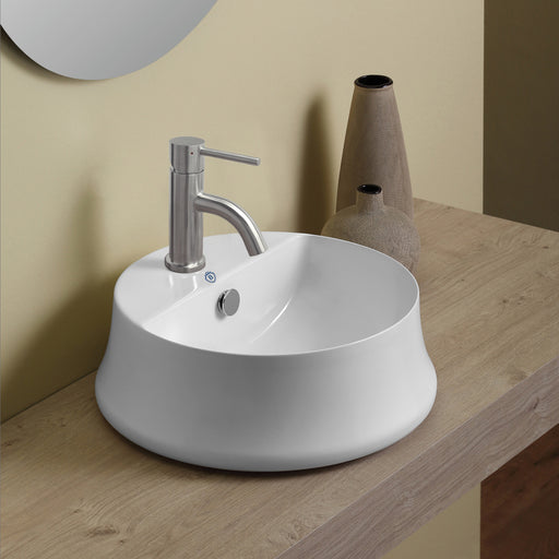 Whitehaus B-SH03 Britannia 16-5/8" Round Above Mount Bathroom Sink - White