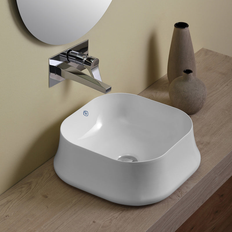 Whitehaus B-SH06 Britannia 16-5/8" Square Above Mount Bathroom Sink - White