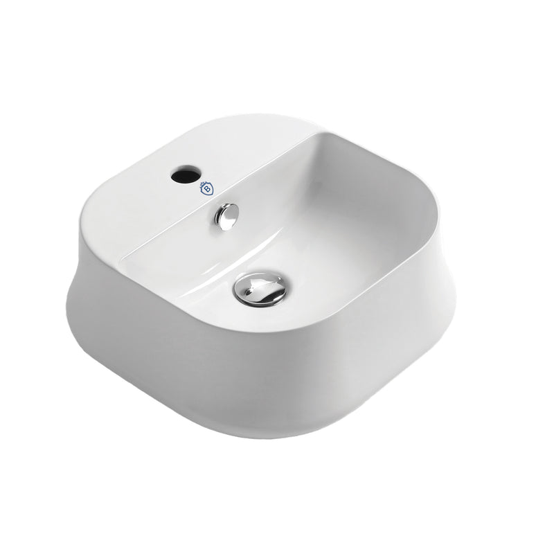 Whitehaus B-SH07 Britannia 16-3/4" Square Above Mount Bathroom Sink - White