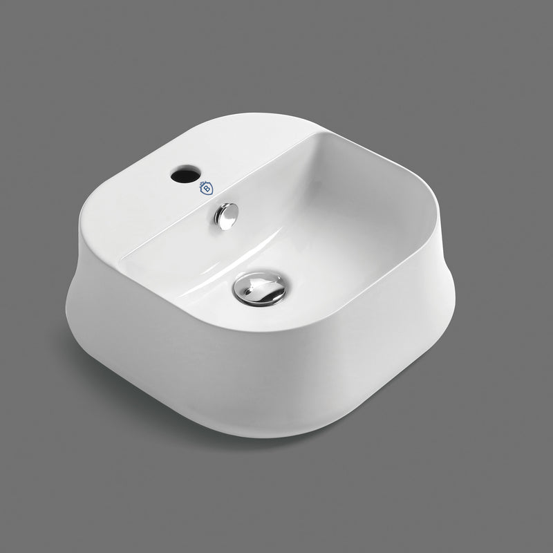 Whitehaus B-SH07 Britannia 16-3/4" Square Above Mount Bathroom Sink - White