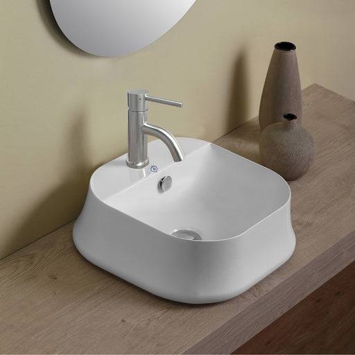 Whitehaus B-SH07 Britannia 16-3/4" Square Above Mount Bathroom Sink - White