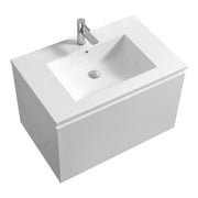 Kube Bath BALLI32-GW Balli 32" Gloss White Wall Mount Single Sink Bathroom Vanity with Reinforced Acrylic Composite Top