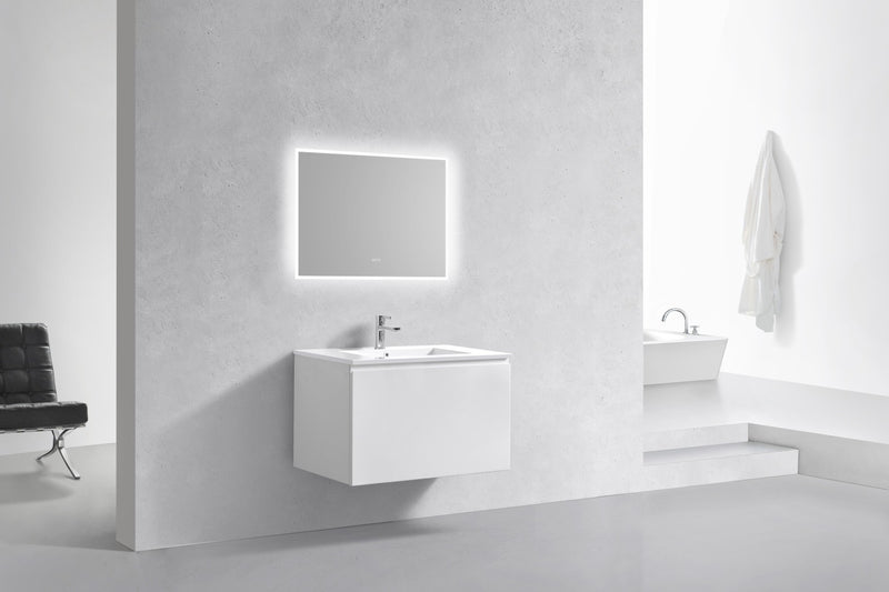 Kube Bath BALLI32-GW Balli 32" Gloss White Wall Mount Single Sink Bathroom Vanity with Reinforced Acrylic Composite Top - view 2