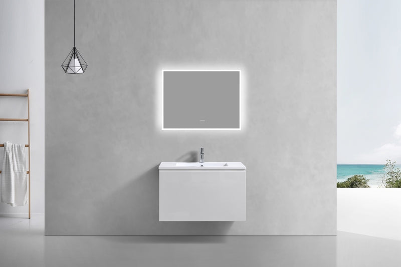 Kube Bath BALLI32-GW Balli 32" Gloss White Wall Mount Single Sink Bathroom Vanity with Reinforced Acrylic Composite Top - view 3