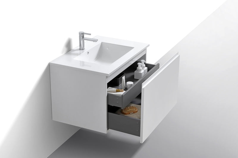 Kube Bath BALLI32-GW Balli 32" Gloss White Wall Mount Single Sink Bathroom Vanity with Reinforced Acrylic Composite Top - view 5