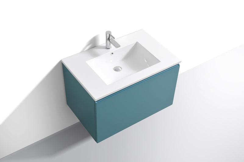 Kube Bath BALLI32-TG Balli 32" Teal Green Wall Mount Single Sink Bathroom Vanity with Reinforced Acrylic Composite Top - view 4