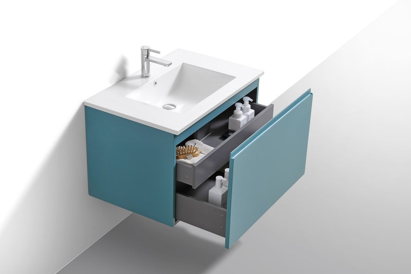 Kube Bath BALLI32-TG Balli 32" Teal Green Wall Mount Single Sink Bathroom Vanity with Reinforced Acrylic Composite Top - view 5
