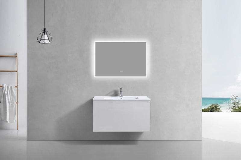 Kube Bath BALLI36-GW Balli 36" Gloss White Wall Mount Single Sink Bathroom Vanity with Reinforced Acrylic Composite Top - view 4