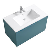 Kube Bath BALLI36-TG Balli 36" Teal Green Wall Mount Single Sink Bathroom Vanity with Reinforced Acrylic Composite Top