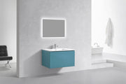Kube Bath BALLI36-TG Balli 36" Teal Green Wall Mount Single Sink Bathroom Vanity with Reinforced Acrylic Composite Top - view 2