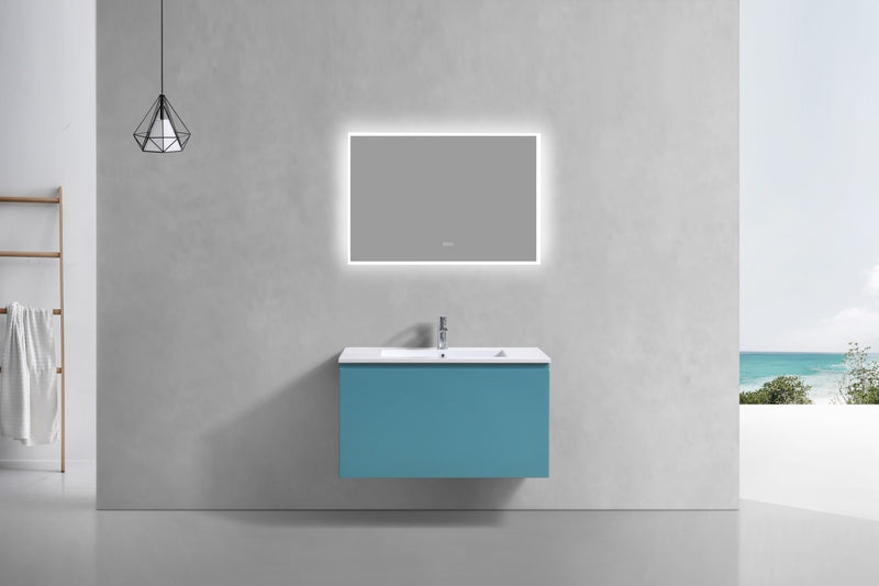 Kube Bath BALLI36-TG Balli 36" Teal Green Wall Mount Single Sink Bathroom Vanity with Reinforced Acrylic Composite Top - view 3
