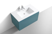Kube Bath BALLI36-TG Balli 36" Teal Green Wall Mount Single Sink Bathroom Vanity with Reinforced Acrylic Composite Top - view 4