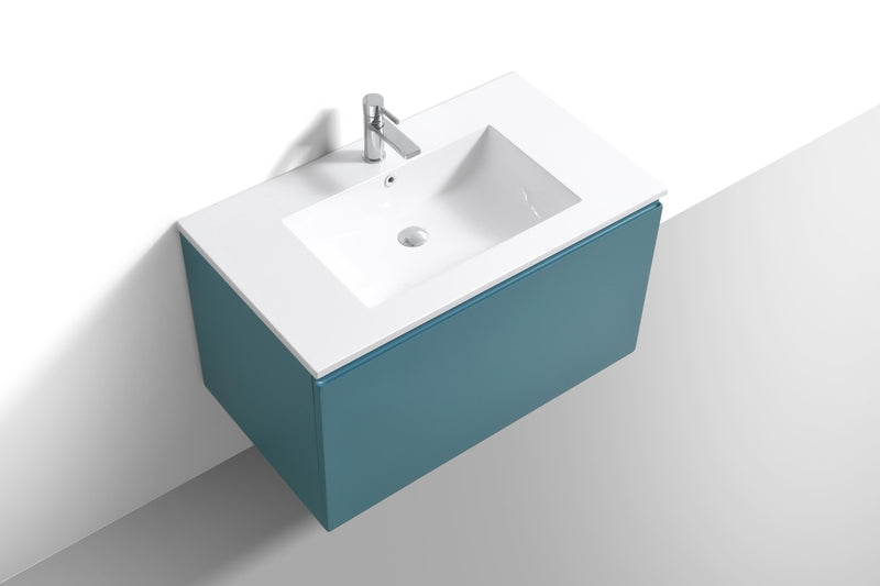 Kube Bath BALLI36-TG Balli 36" Teal Green Wall Mount Single Sink Bathroom Vanity with Reinforced Acrylic Composite Top - view 4