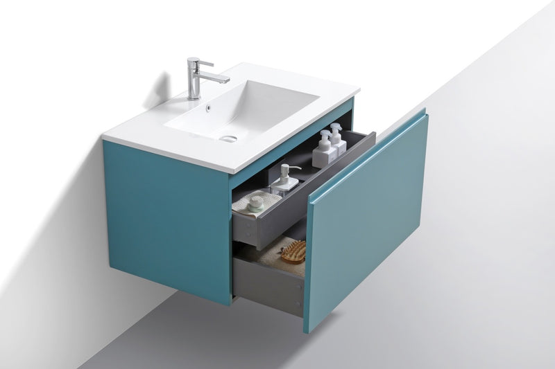 Kube Bath BALLI36-TG Balli 36" Teal Green Wall Mount Single Sink Bathroom Vanity with Reinforced Acrylic Composite Top - view 5