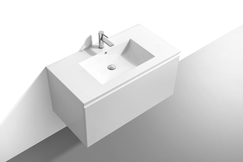 Kube Bath BALLI40-GW Balli 40" Gloss White Wall Mount Single Sink Bathroom Vanity with Reinforced Acrylic Composite Top - view 4