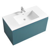 Kube Bath BALLI40-TG Balli 40" Teal Green Wall Mount Single Sink Bathroom Vanity with Reinforced Acrylic Composite Top