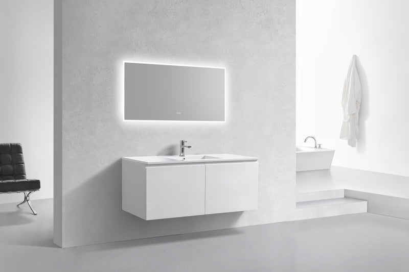 Kube Bath BALLI48S-GW Balli 48" Gloss White Wall Mount Single Sink Bathroom Vanity with Reinforced Acrylic Composite Top - view 2