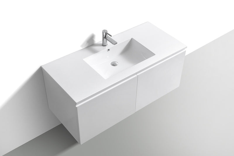 Kube Bath BALLI48S-GW Balli 48" Gloss White Wall Mount Single Sink Bathroom Vanity with Reinforced Acrylic Composite Top - view 4