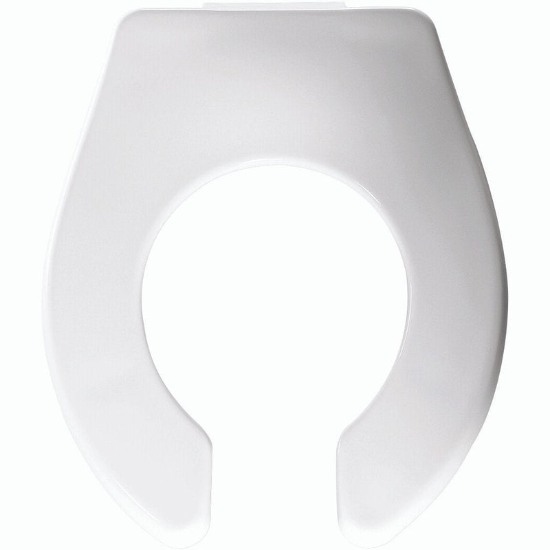Bemis Baby Bowl Open Front Less Cover Commercial Plastic Toilet Seat in White with Stay·Tite® Commercial Fastening System™, Check Hinges, and DuraGuard®
