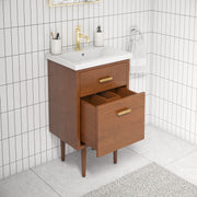 Brandy 20.5 in. W x 15.7 in. D x 34.5 in . H Bath Vanity in Honey Walnut with White Ceramic Top